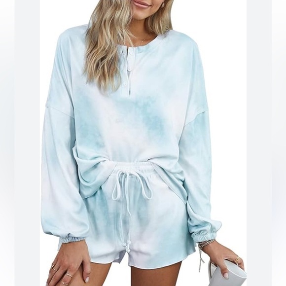 Amazon Other - Amazon Light Blue Tie-Dye Lounge Set Size S